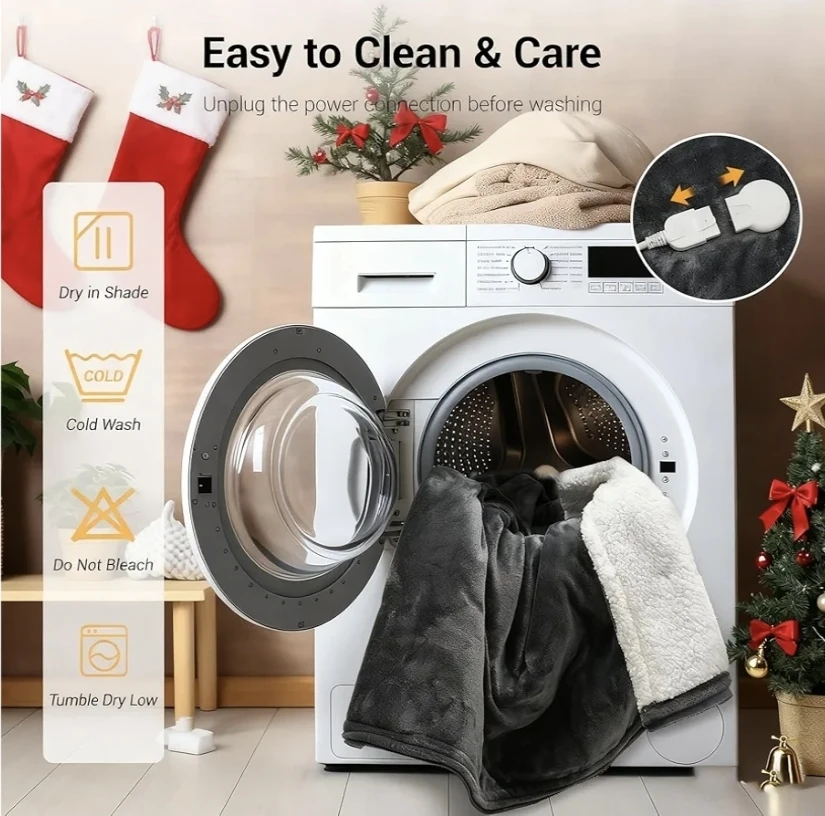 Grey Heated Blanket with Sleeves and Foot Pocket - photo 5