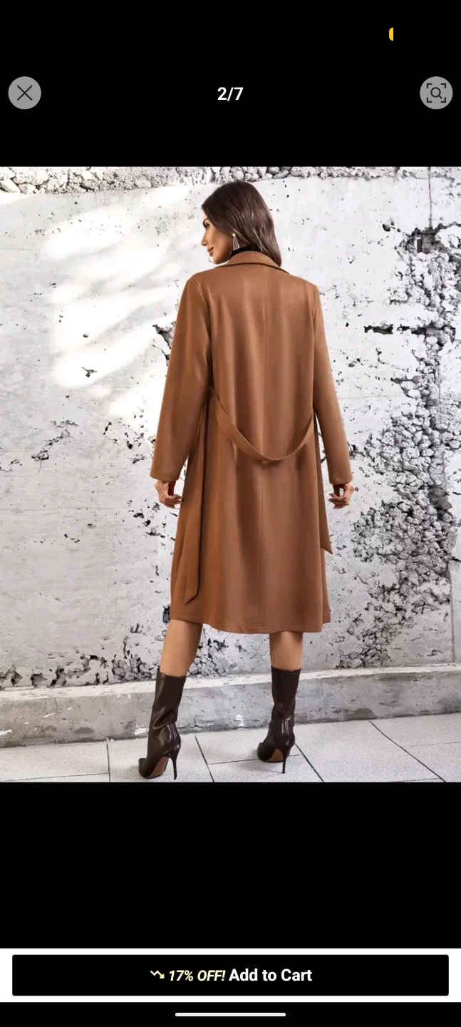 Women's Brown Belted Trench Coat size M - photo 2