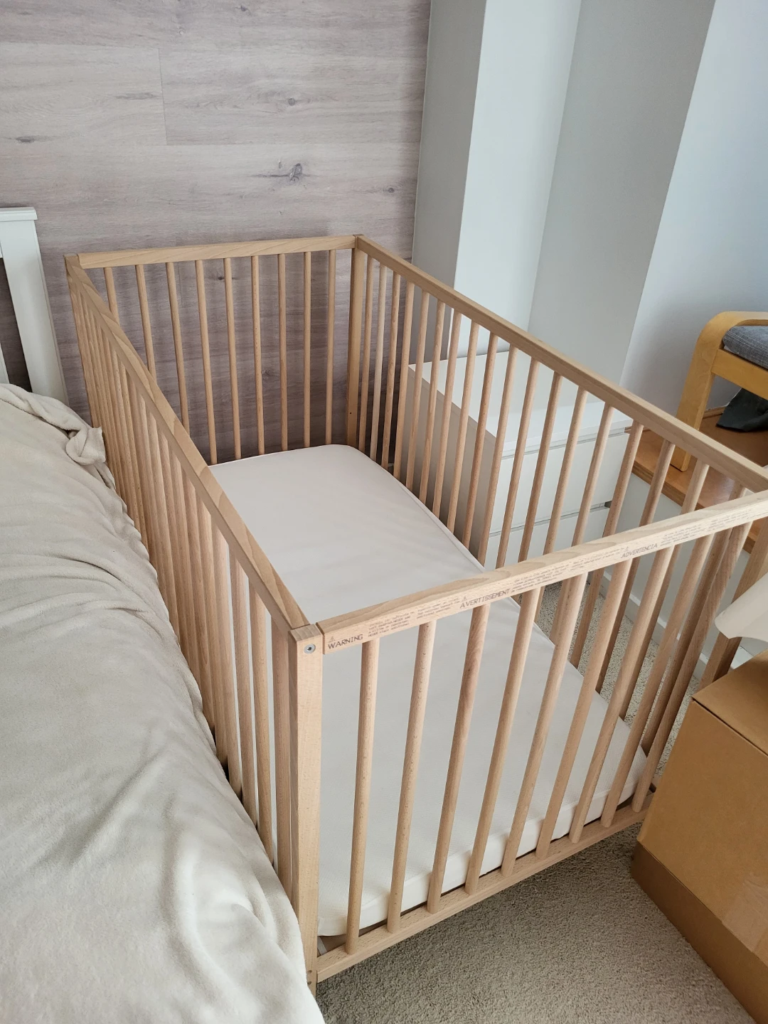 IKEA SNIGLAR Crib, Beech with MATTREES