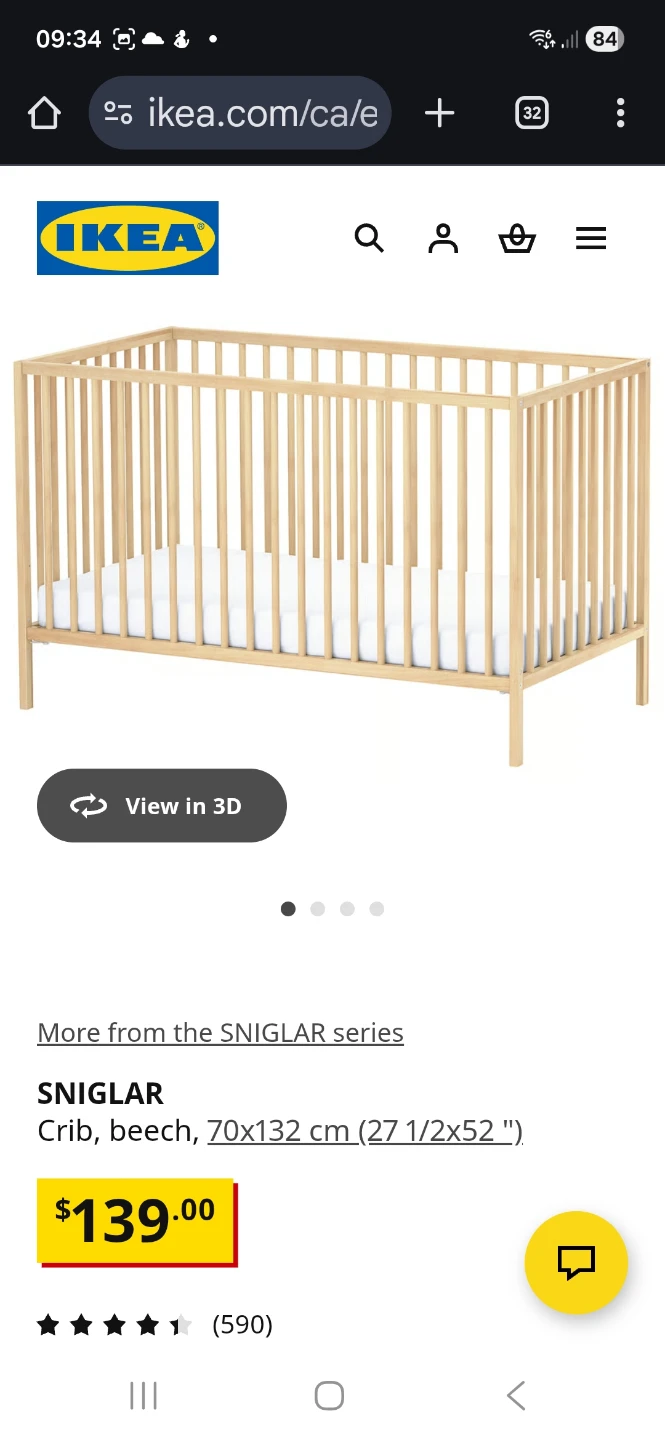 IKEA SNIGLAR Crib, Beech with MATTREES - photo 3