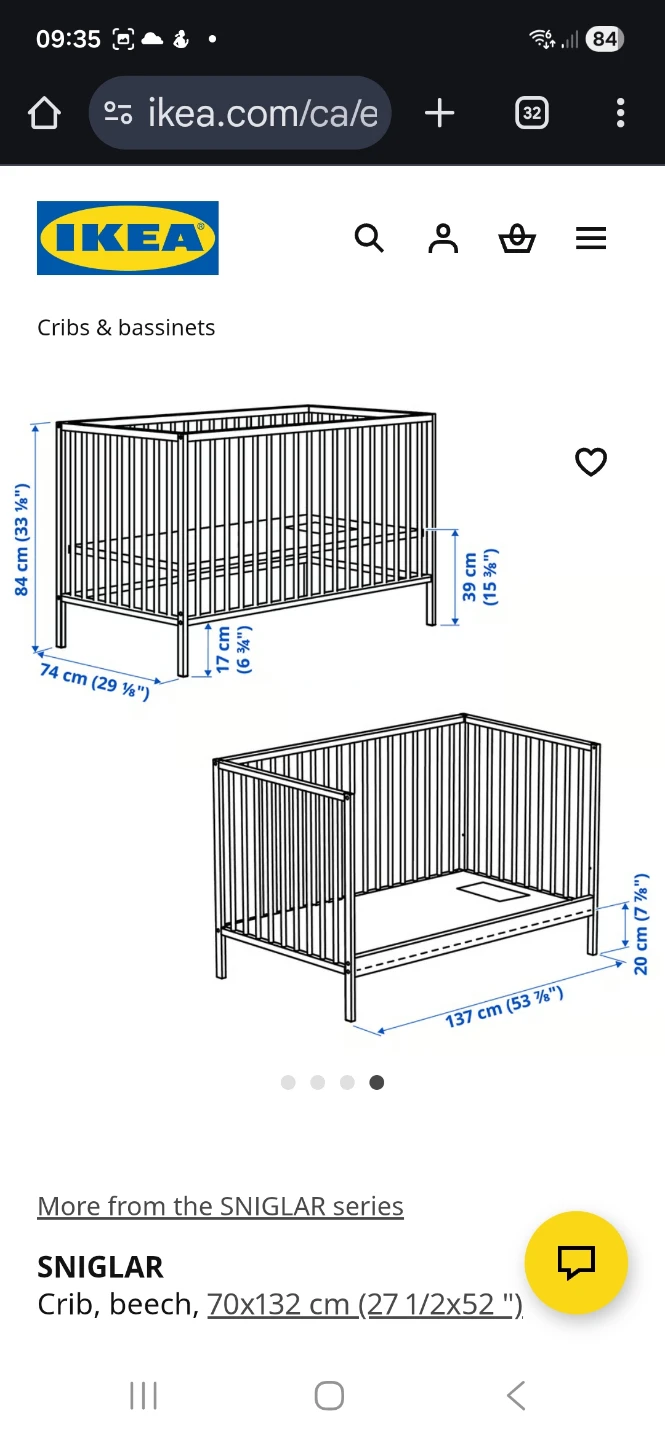 IKEA SNIGLAR Crib, Beech with MATTREES - photo 4