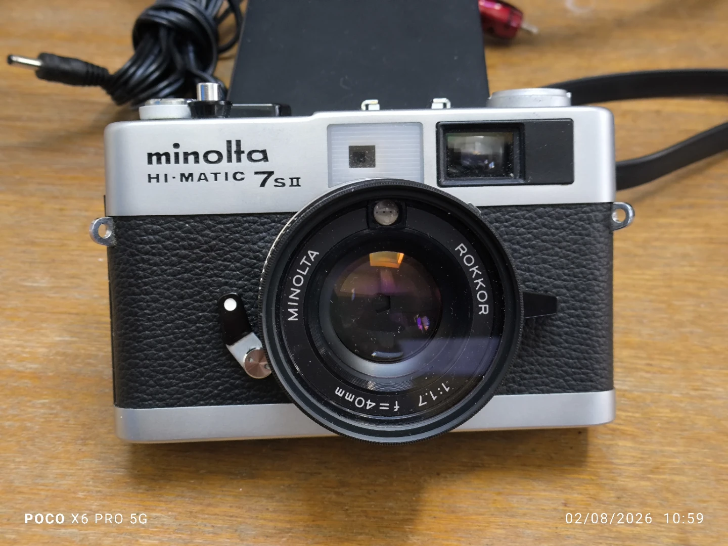 Minolta Hi-Matic 7SII Silver 35mm Film Camera with Case