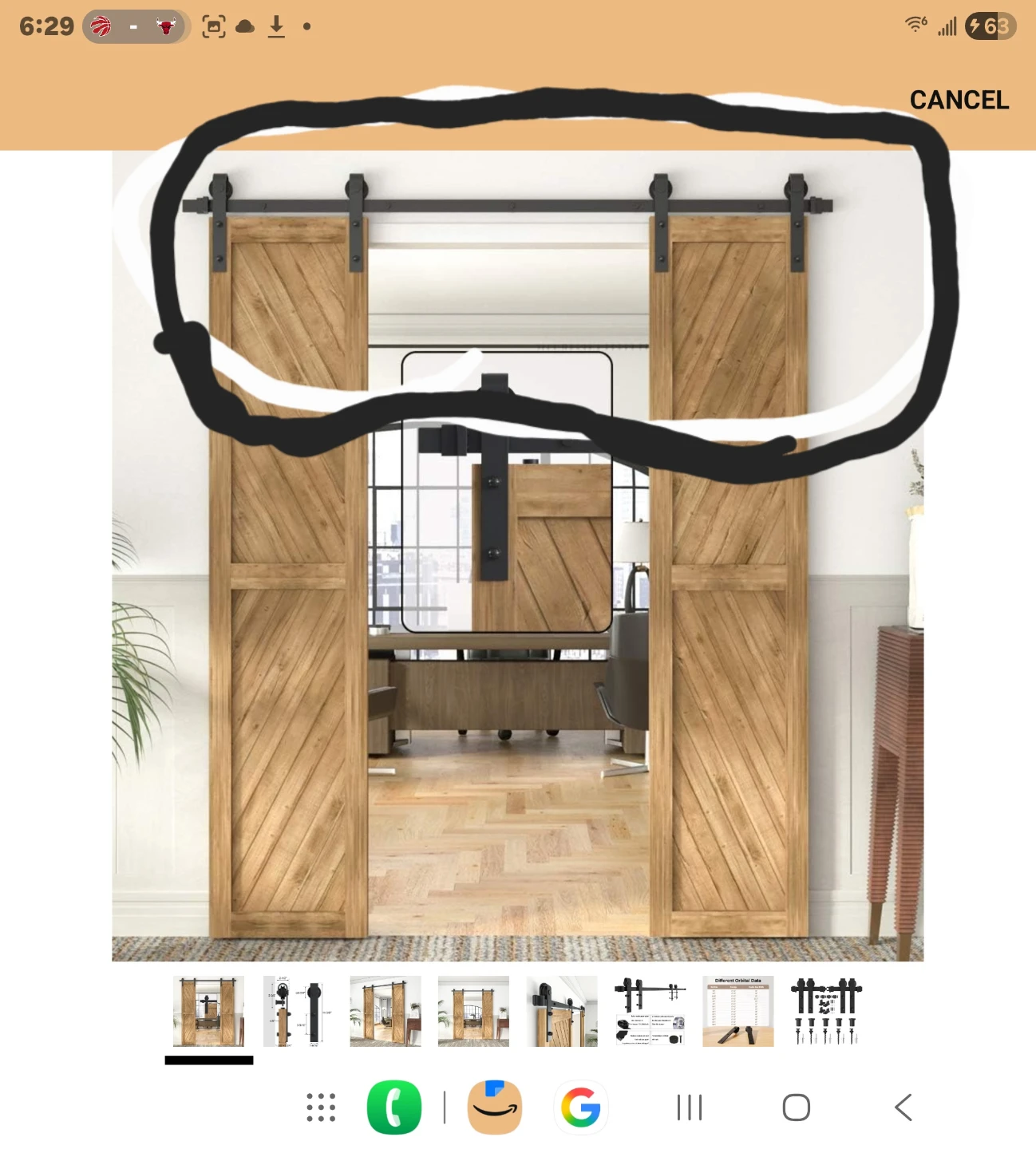 WINSOON 6FT Barn Door Hardware Kit - Double Sliding Track