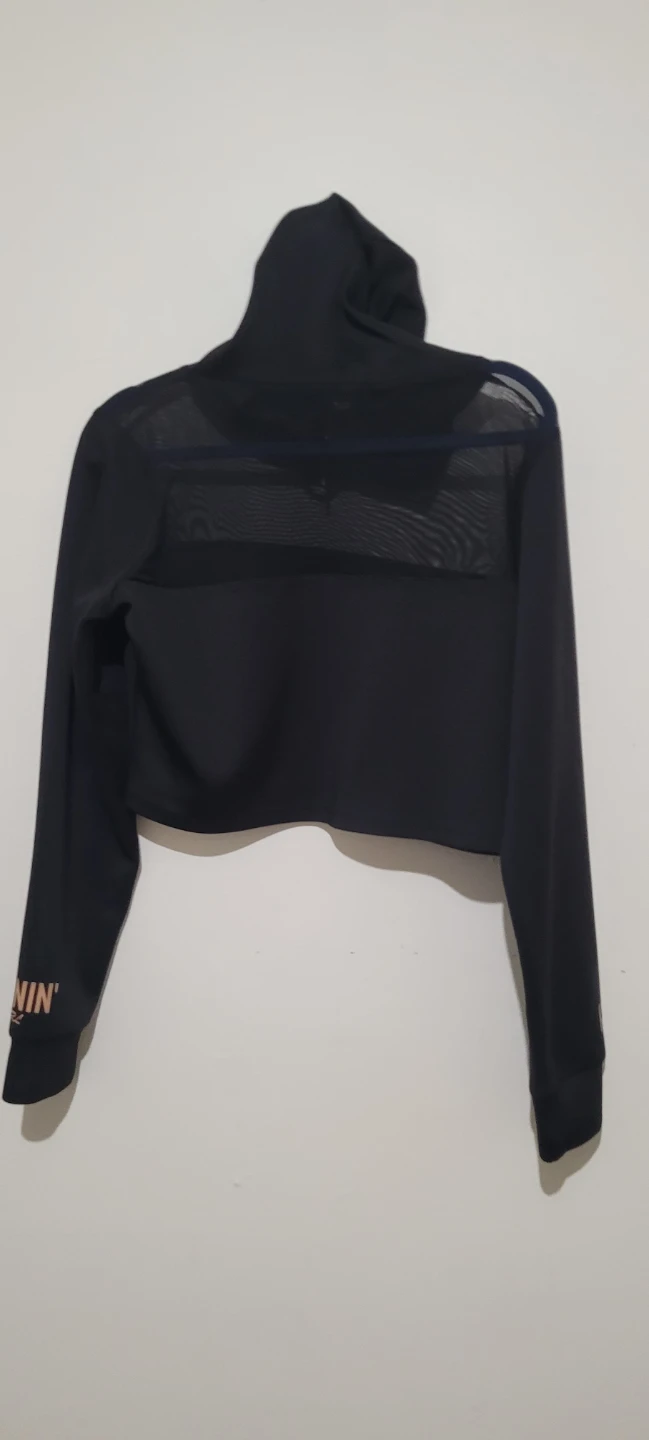 Black Mesh Crop Hoodie - photo 2