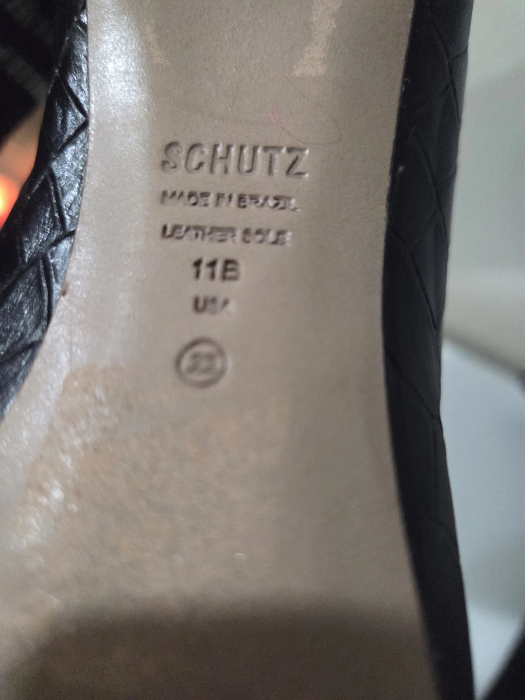 Schutz Black Embossed Leather Heeled Boots Size 11B - photo 2