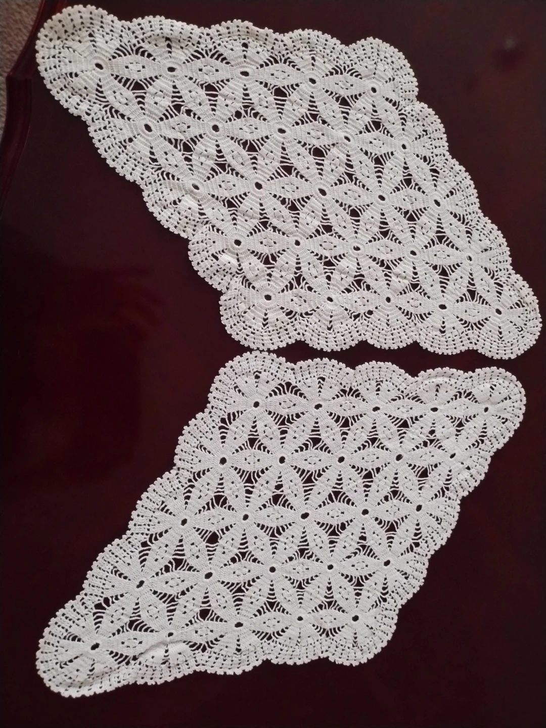 Set of 2 White Handmade Crochet Doilies