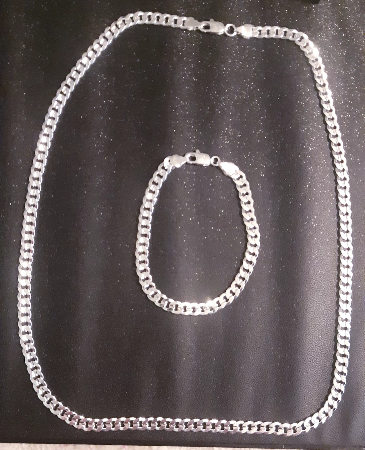 925 Silver Chain Bracelet and Necklace Set