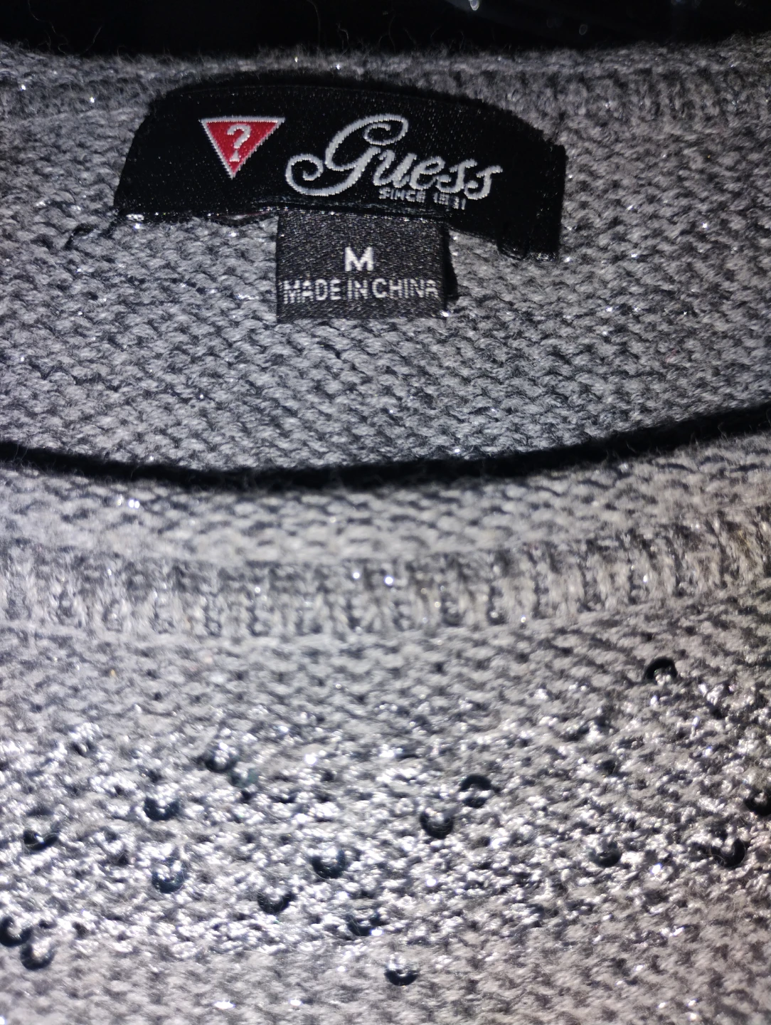Guess Women's Grey Sequin Sweater Size M - photo 2