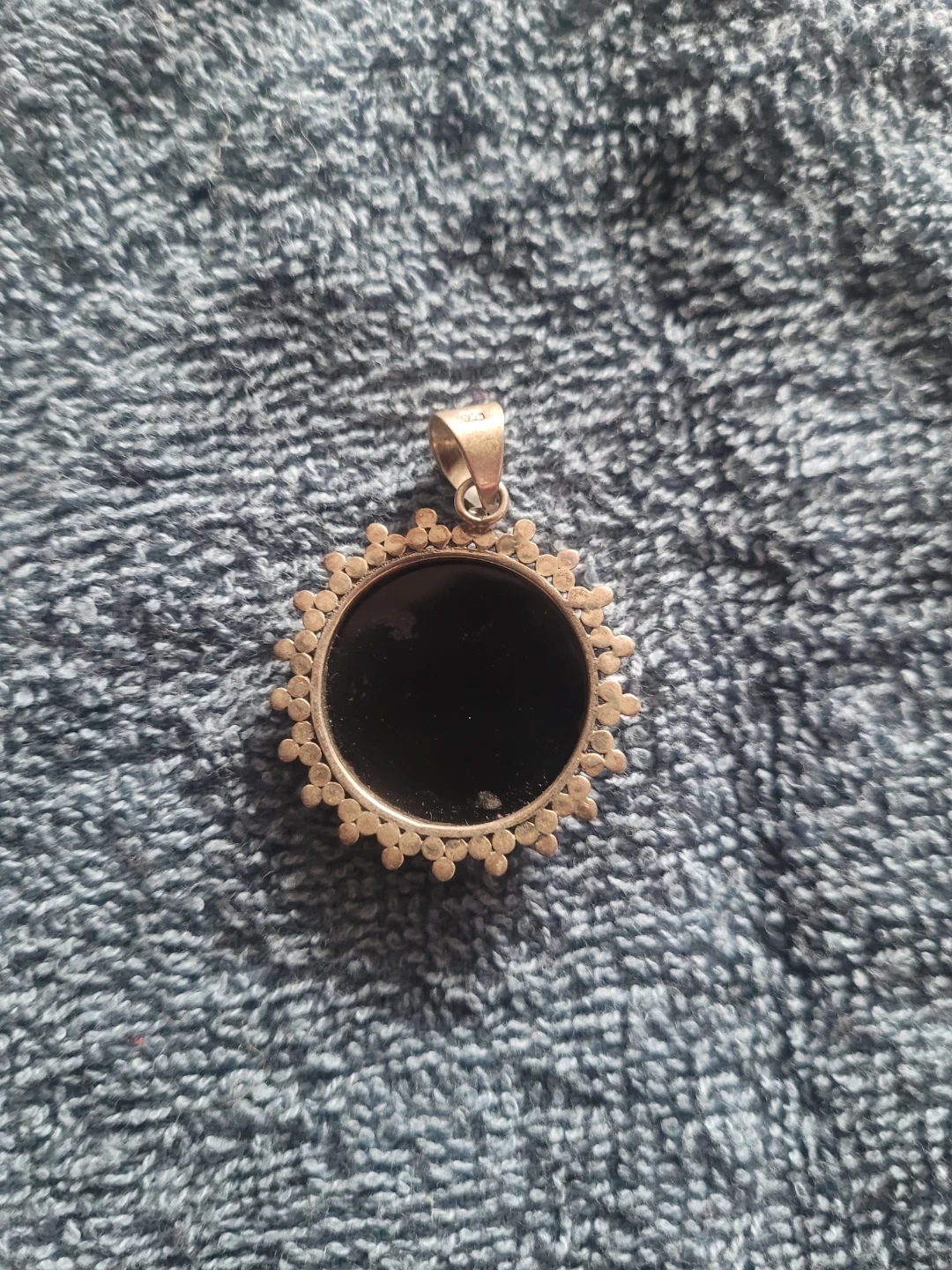 Sterling silver pendant  with Mother of Pearl and Black Stone - photo 2