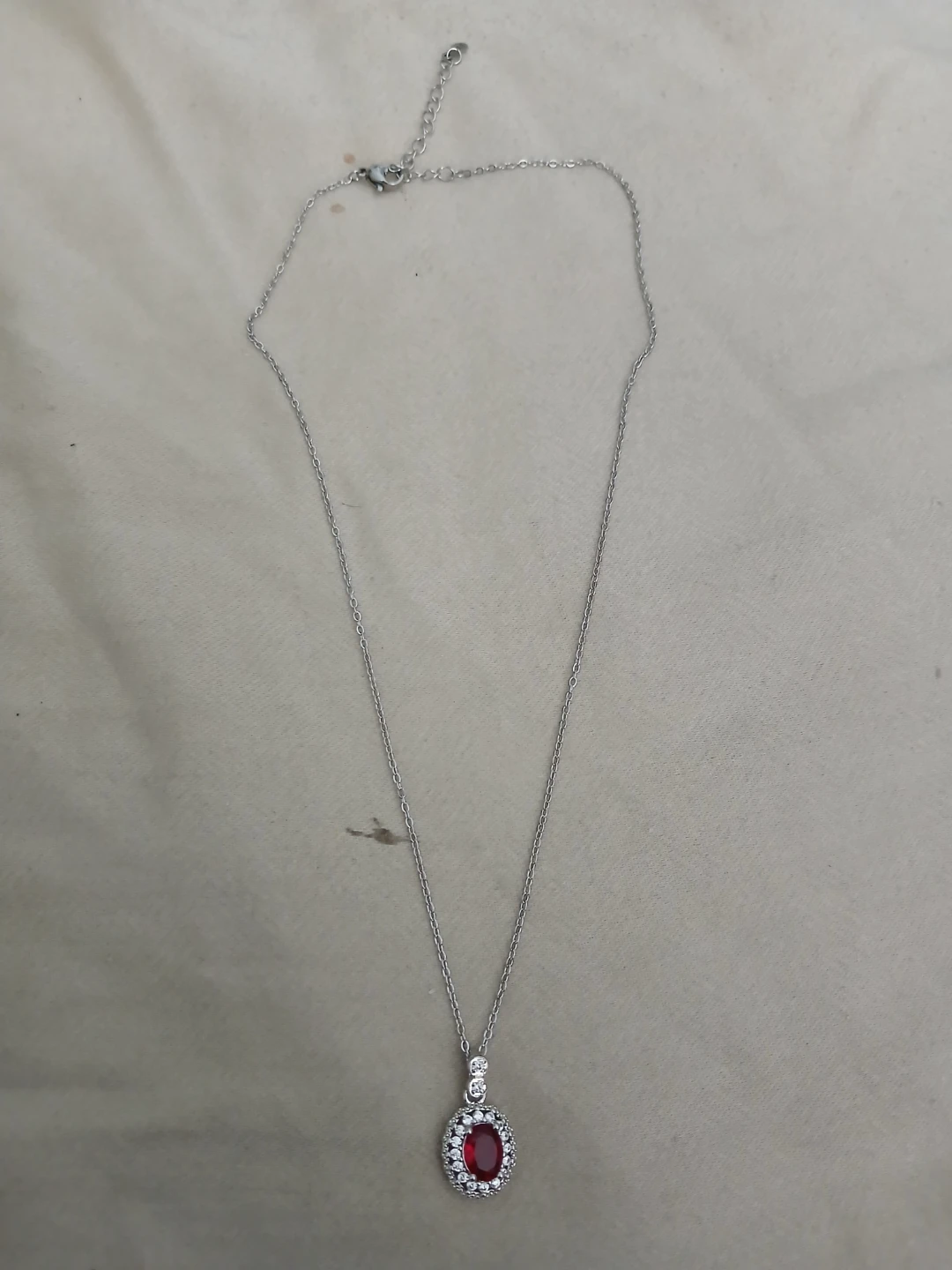925 Silver And Lab Grown Ruby CZ Pendant Necklace - photo 3