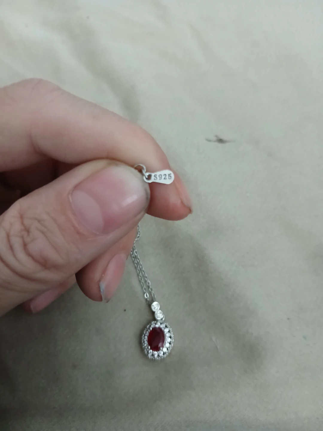 925 Silver And Lab Grown Ruby CZ Pendant Necklace - photo 4