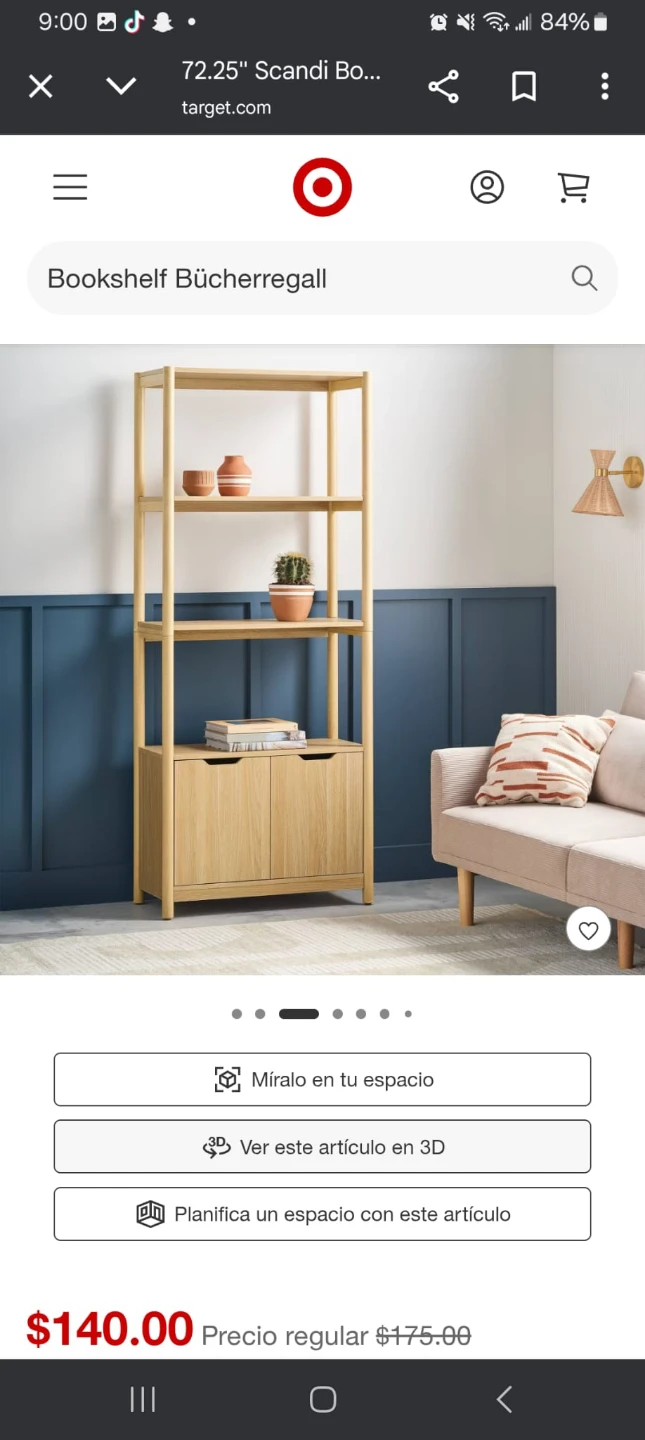 72.25" Scandi Bookshelf with Cabinet