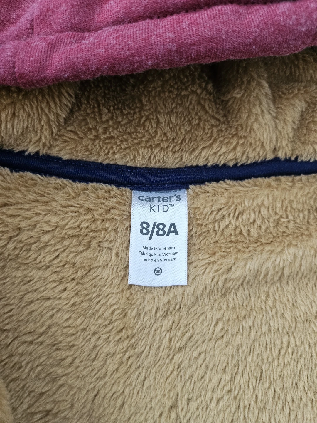 Carter's Kid's Hoodie Jacket Size 8/8A Red Fleece Lined 🏆 - photo 4