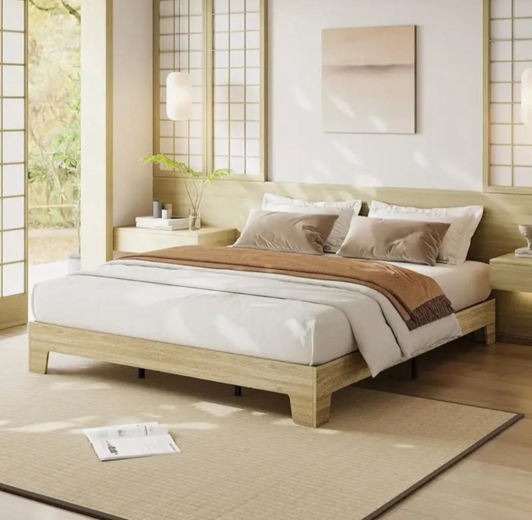 Wooden Full Bed Frame + Full Mattress