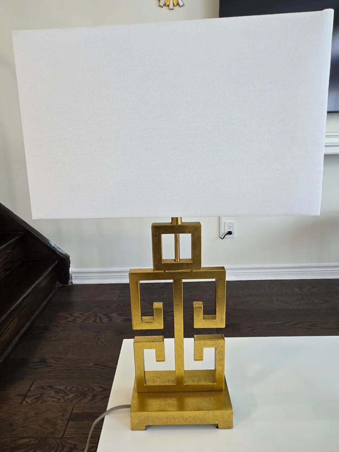 Gold Greek Key Table Lamps - Set of 2 - photo 2