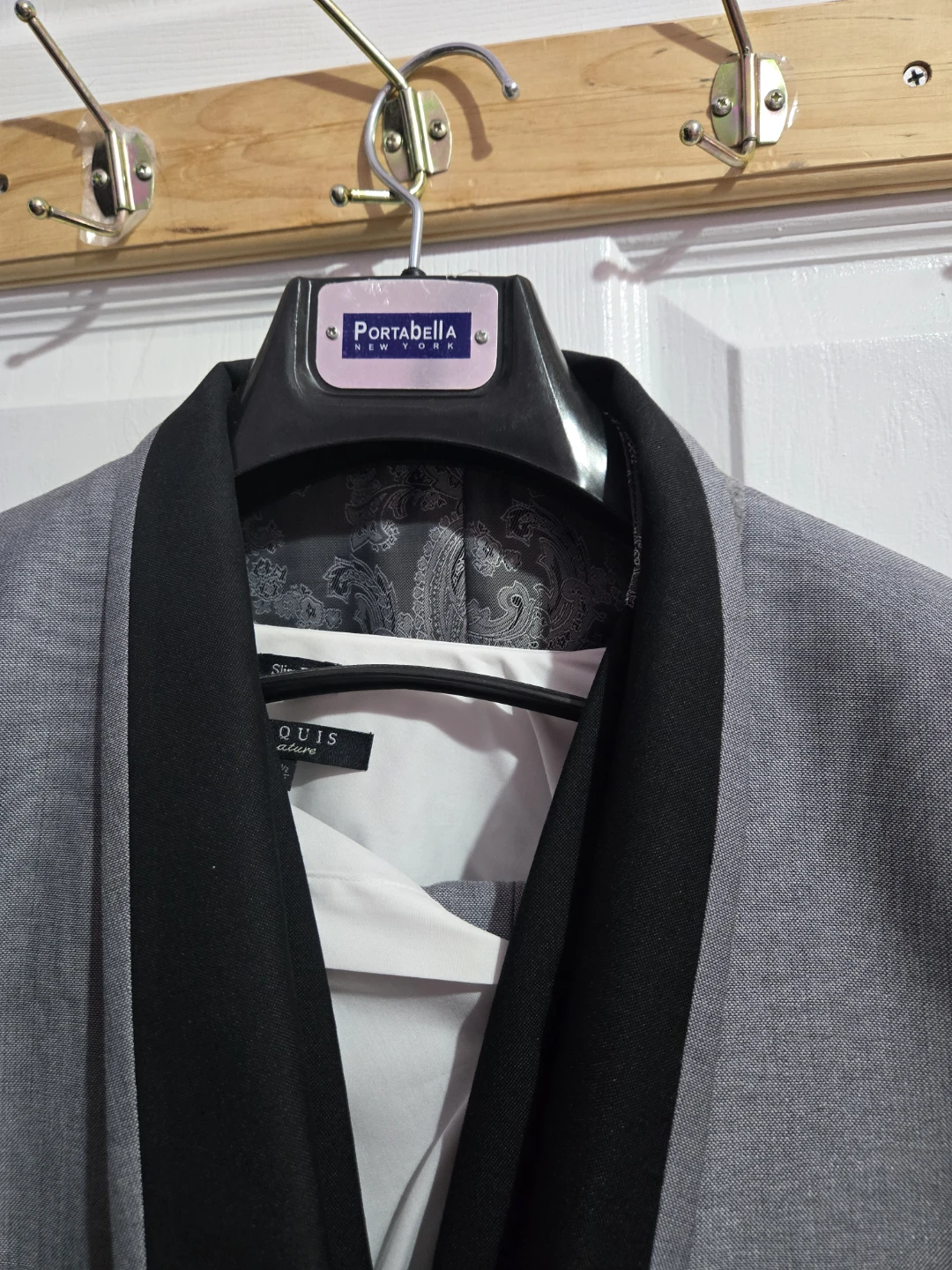 Portabella New York Men's Slim Fit Grey Suit Jacket Size 44R - photo 3