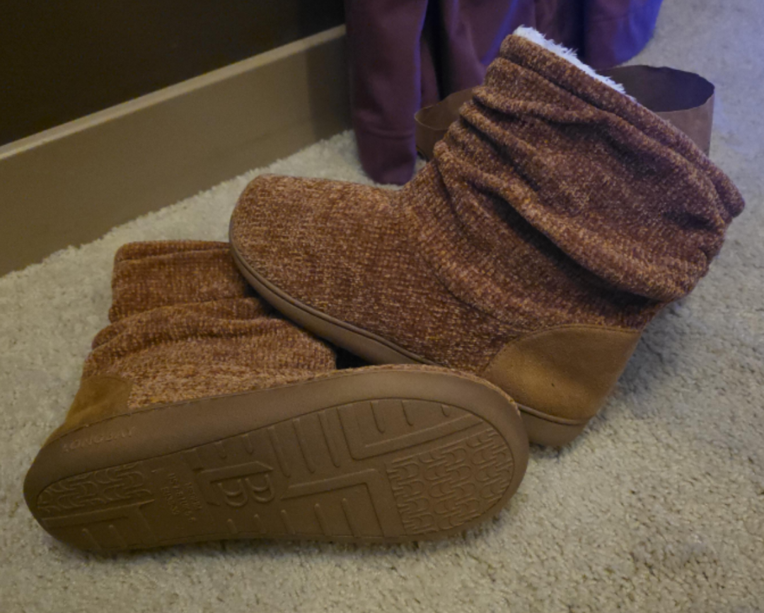 LongBay Plush Boot Slippers - Brown, Medium 7-8 & XLarge 11-12