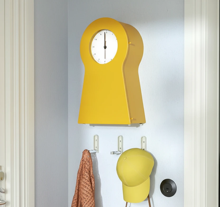 Yellow Keyhole Clock with Shelf - photo 2
