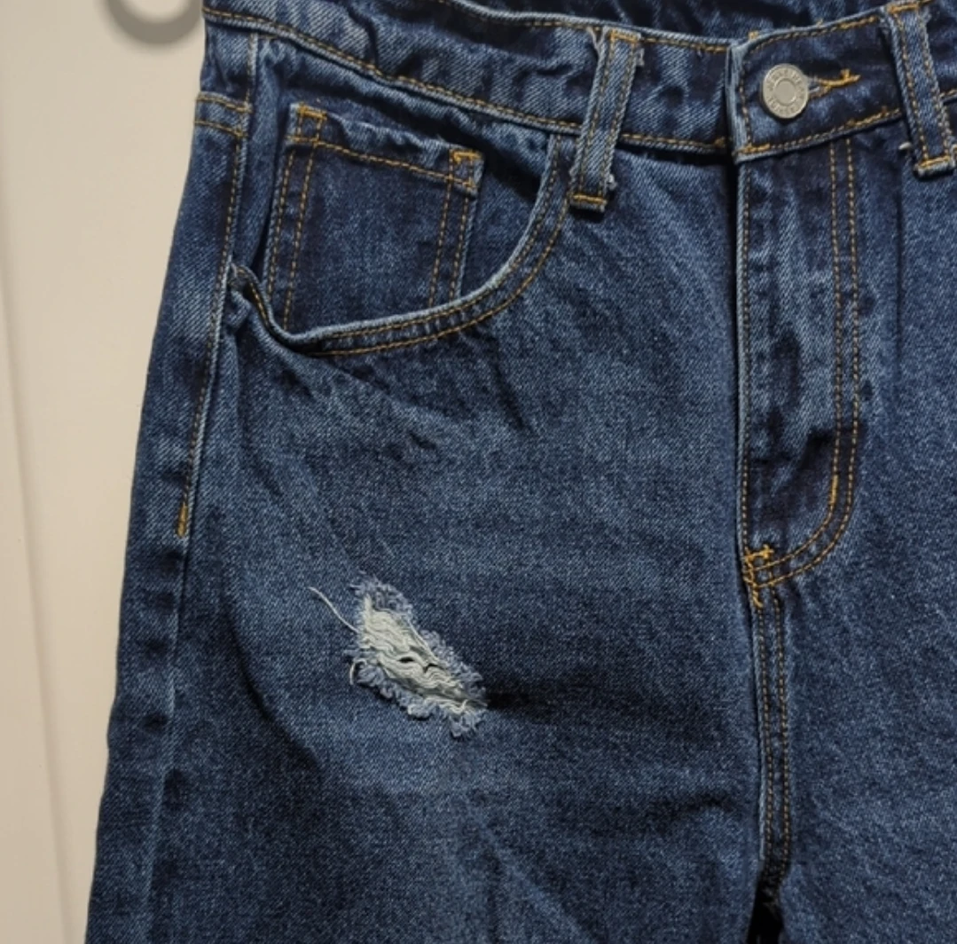 SHEIN Women's Distressed Blue Denim Jeans Size M - photo 2