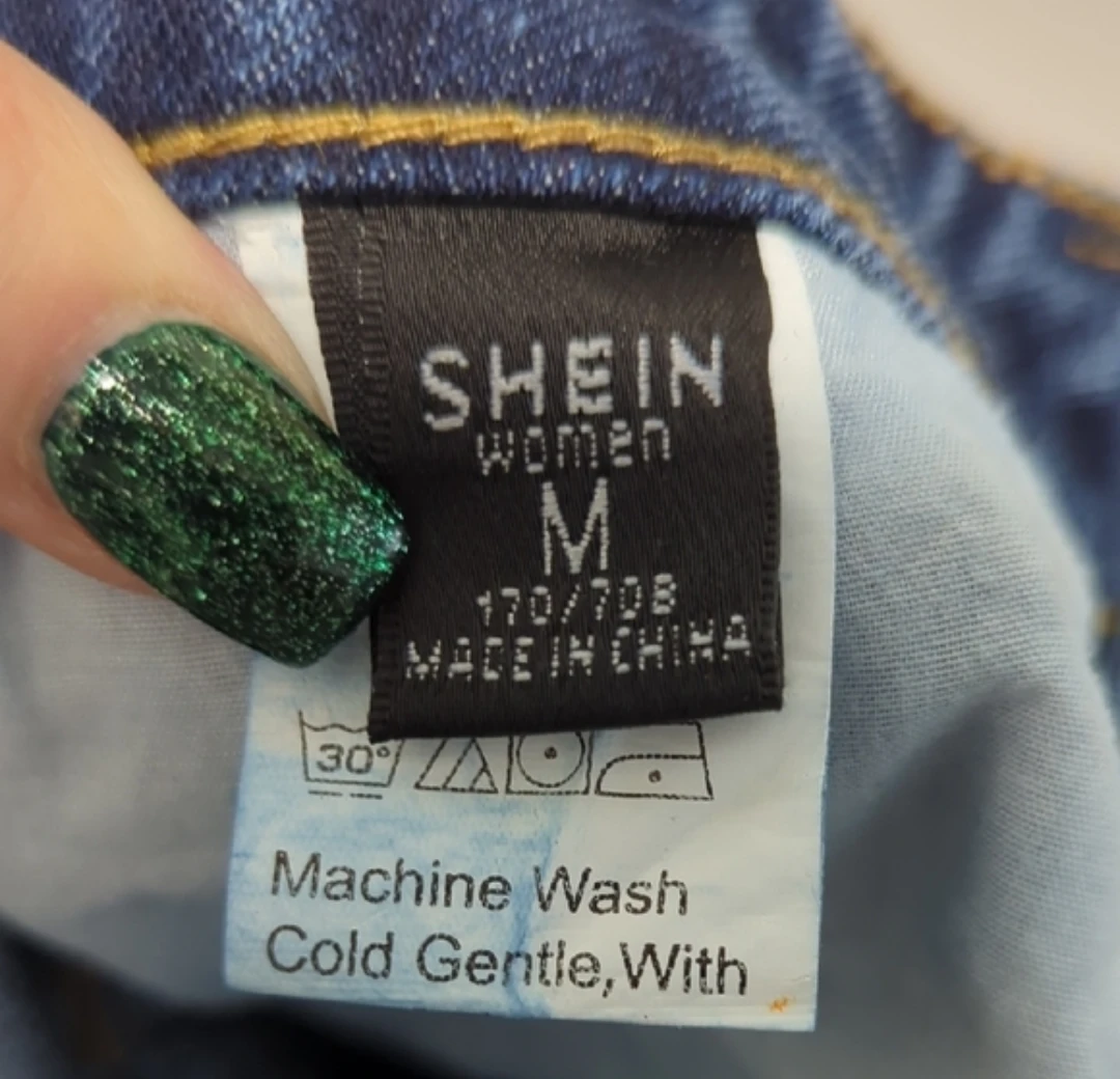 SHEIN Women's Distressed Blue Denim Jeans Size M - photo 5
