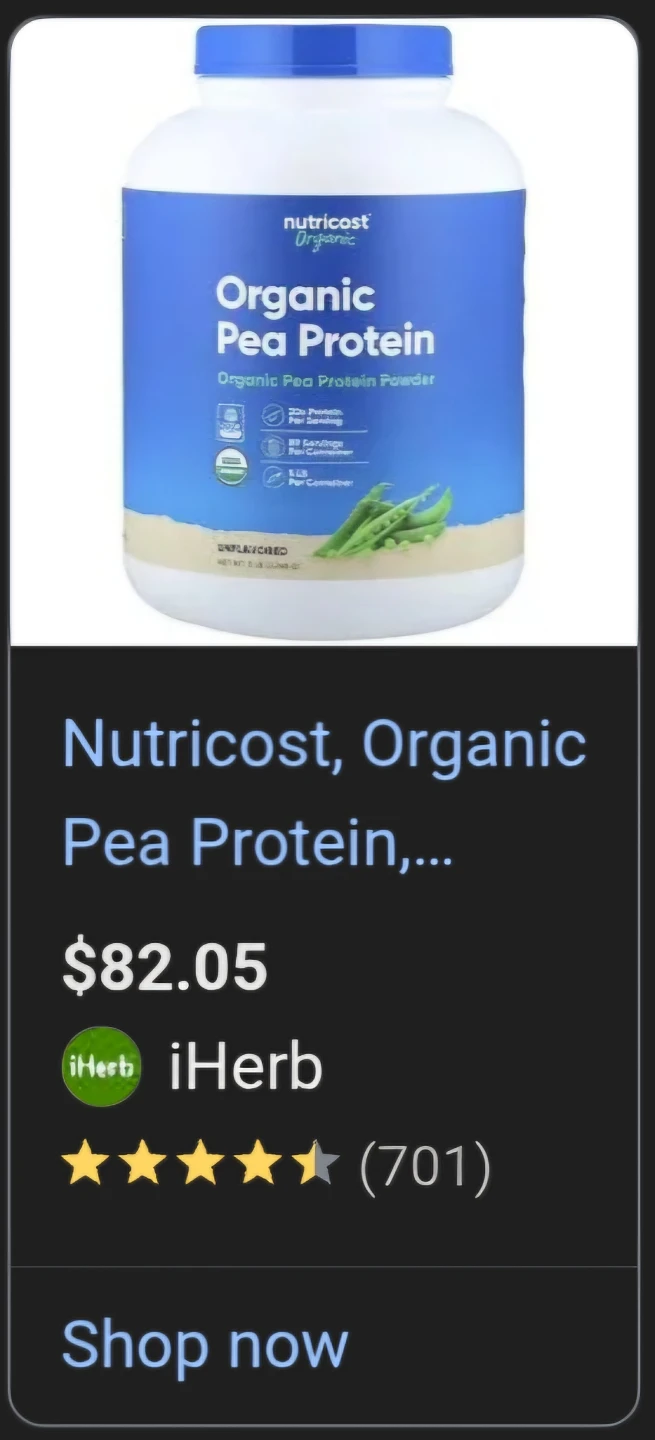 Nutricost Organic Pea Protein Powder 5 lb Unflavored