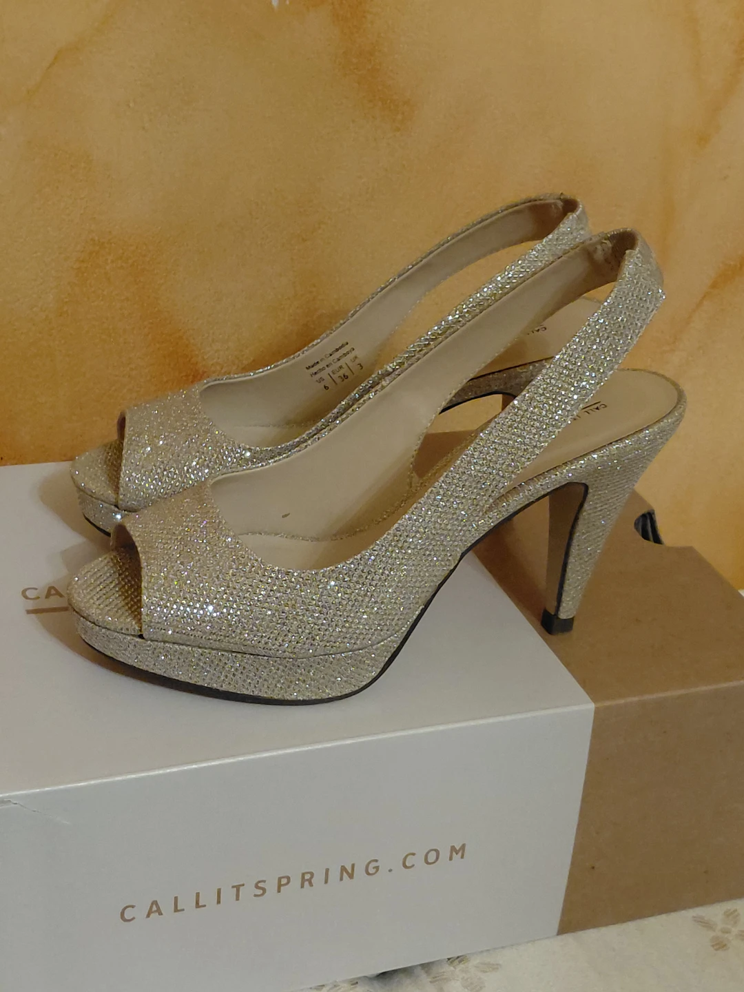 Call It Spring Women's Silver Glitter Heels