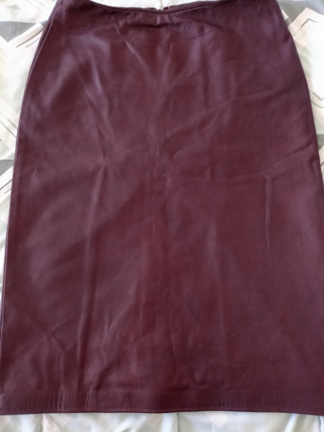 Burgundy Leather Midi Skirt - photo 2