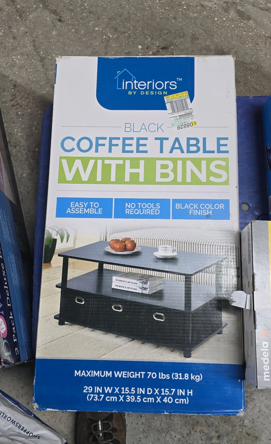 Interiors by Design Black Coffee Table with Bins