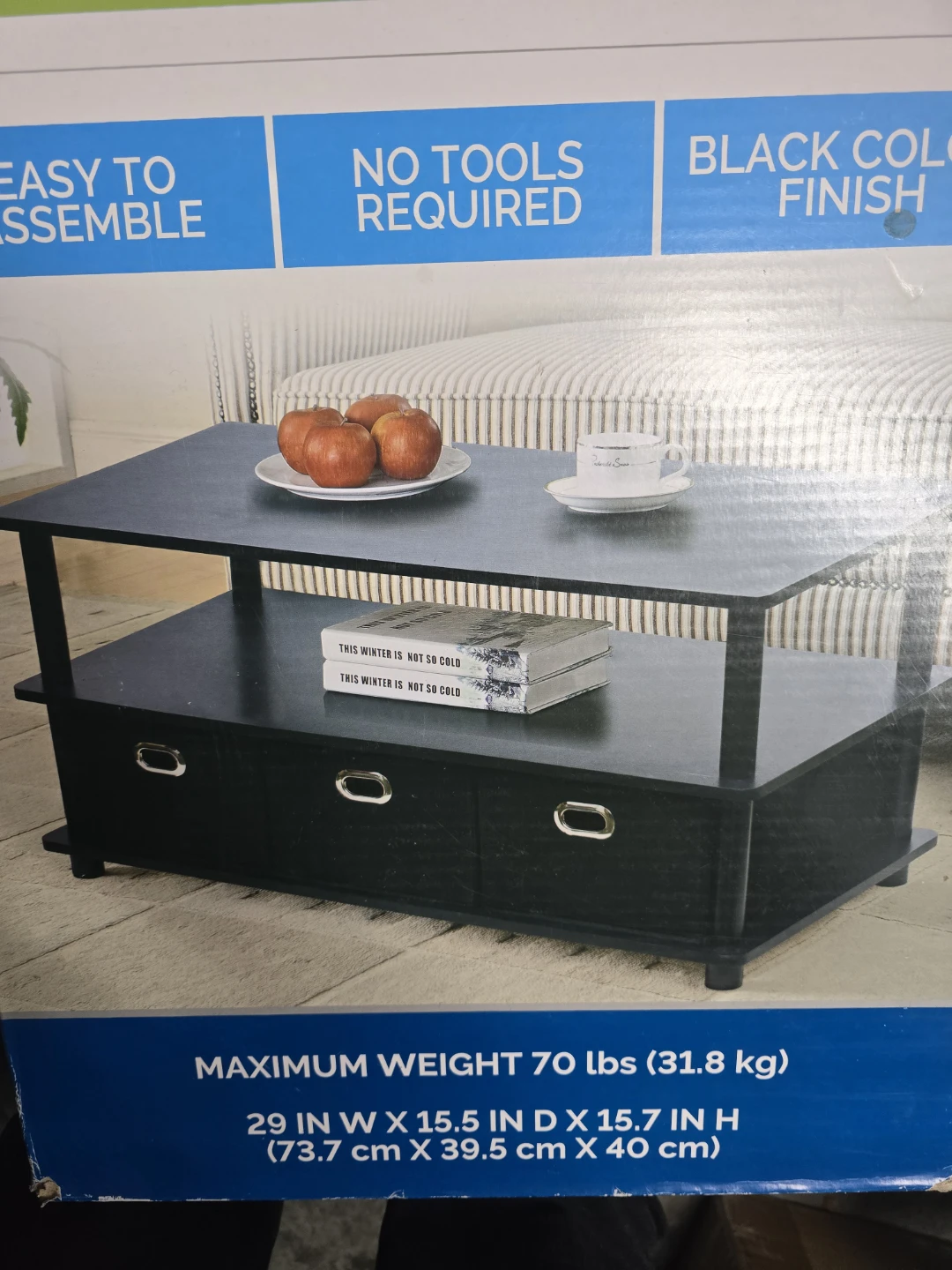 Interiors by Design Black Coffee Table with Bins - photo 2