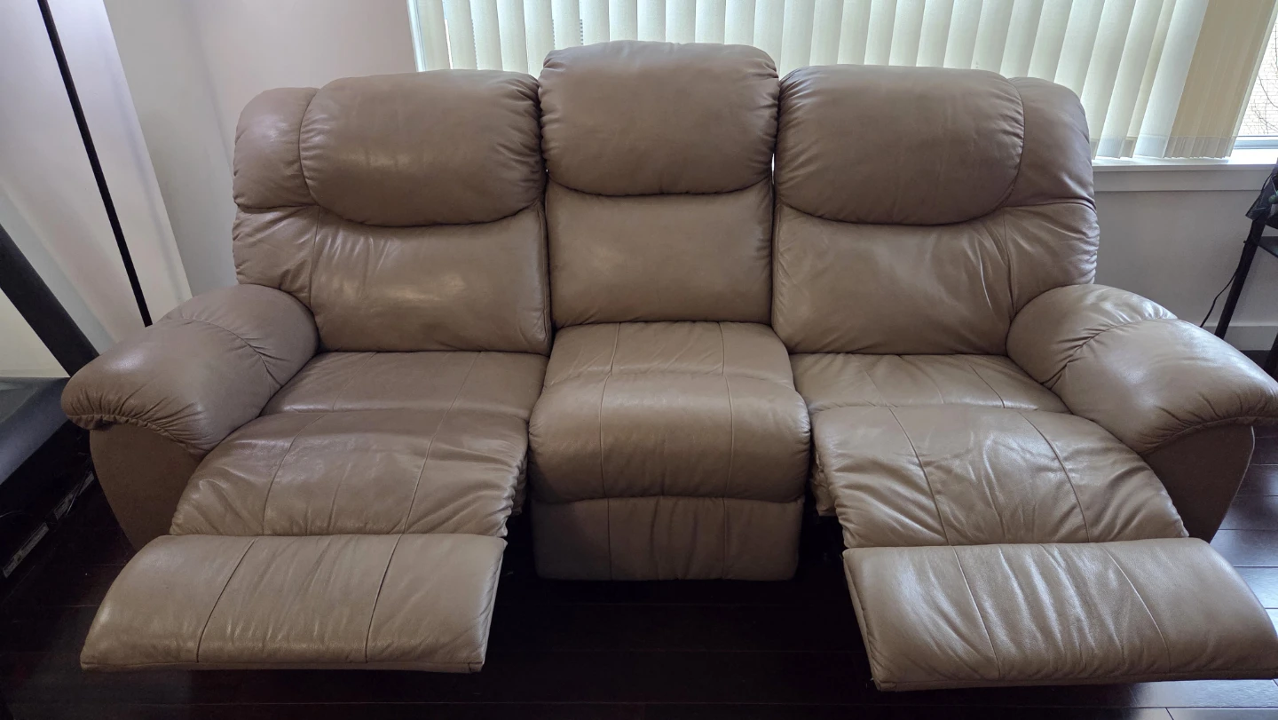 Three-Seater Leather Reclining Sofa - photo 2