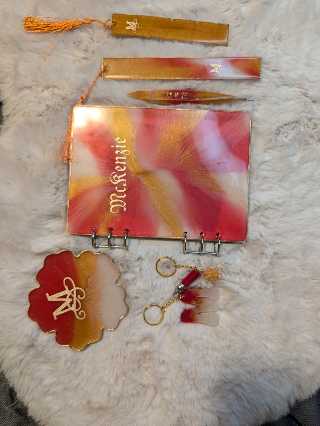 Resin Bookmark, Keychain, Coaster and Planner Set