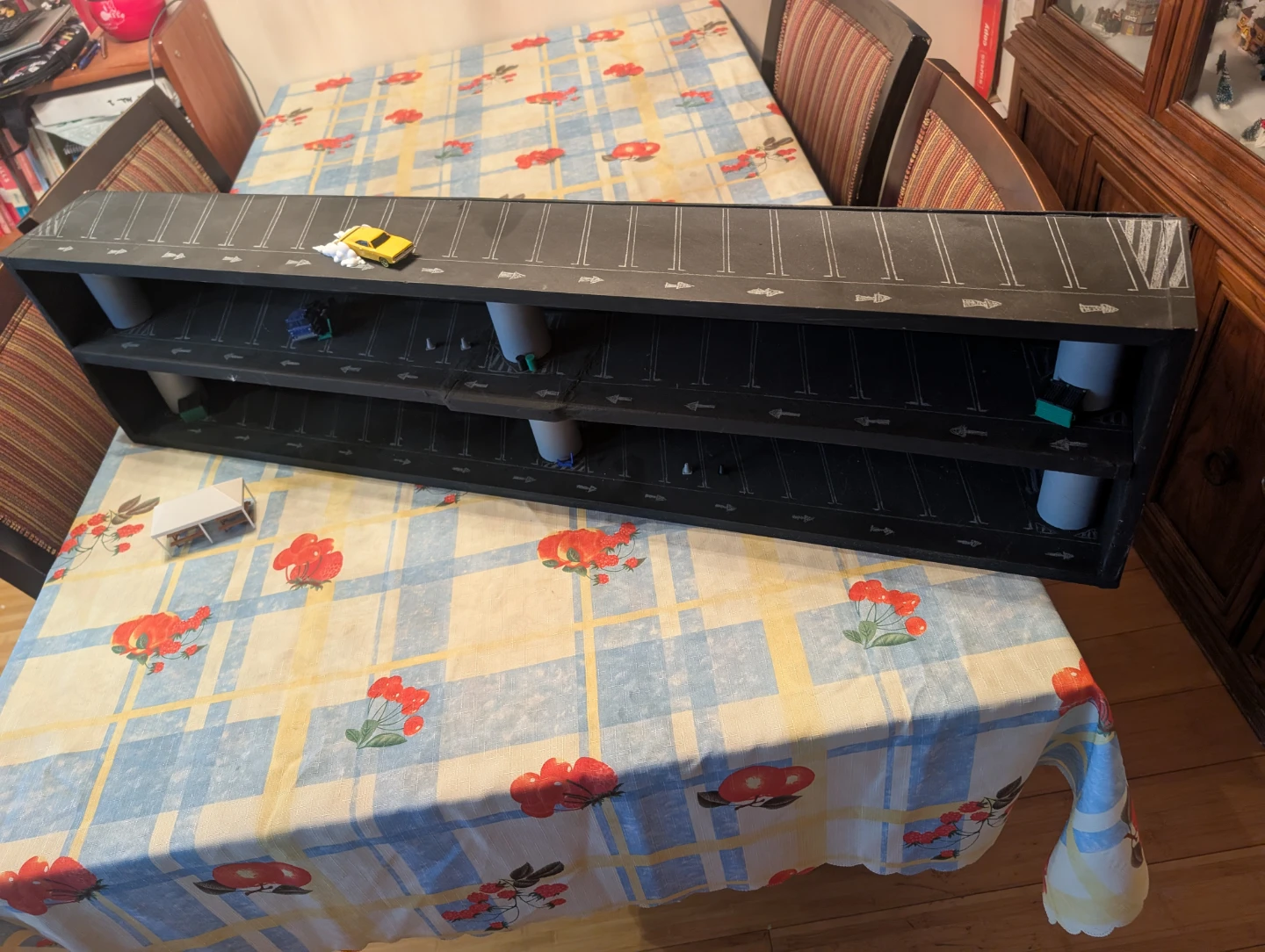 Toy Parking Garage with Miniature Cars and Picnic Set