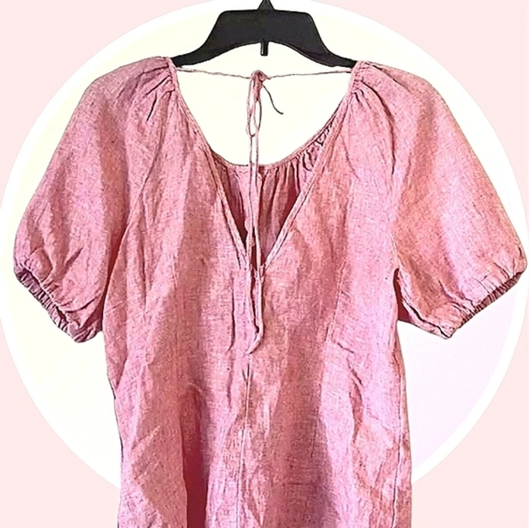NWT Sz 8 J Crew Reversible V Back Linen Scoop Neck Top 🏆 - photo 5
