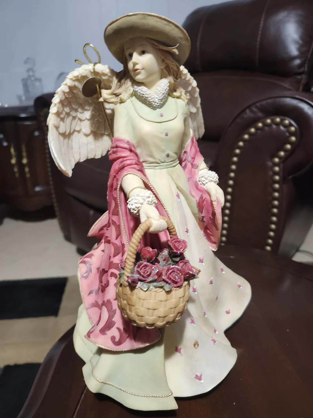 Angel Figurine with Rose Basket