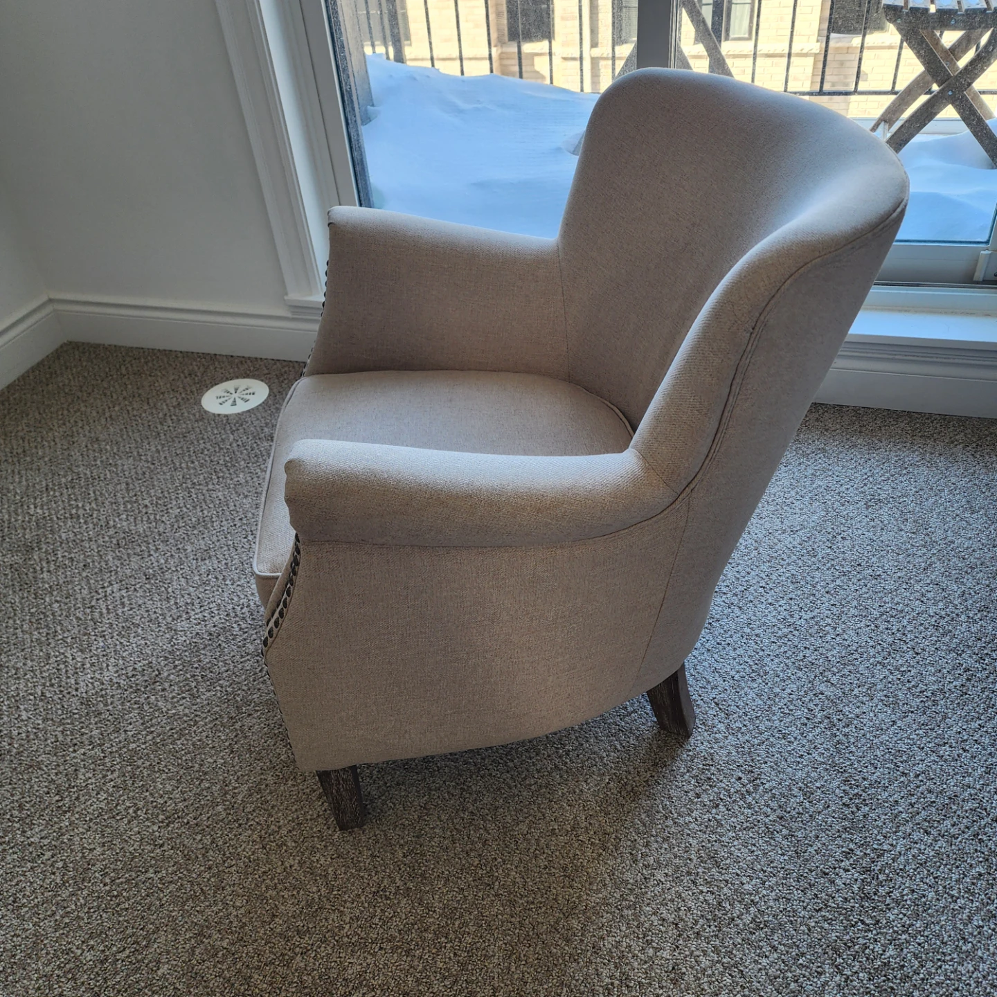 A pair of Beige Upholstered Accent Chair with Nailhead Trim - photo 2