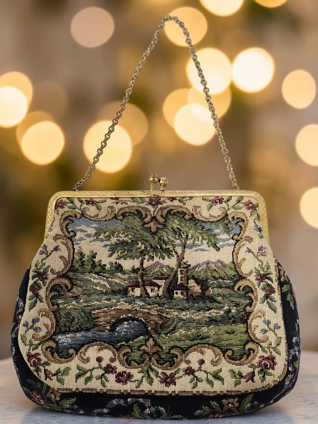 vintage floral petit point tapestry clutch bag  1930s - 1960 🧡 - photo 2