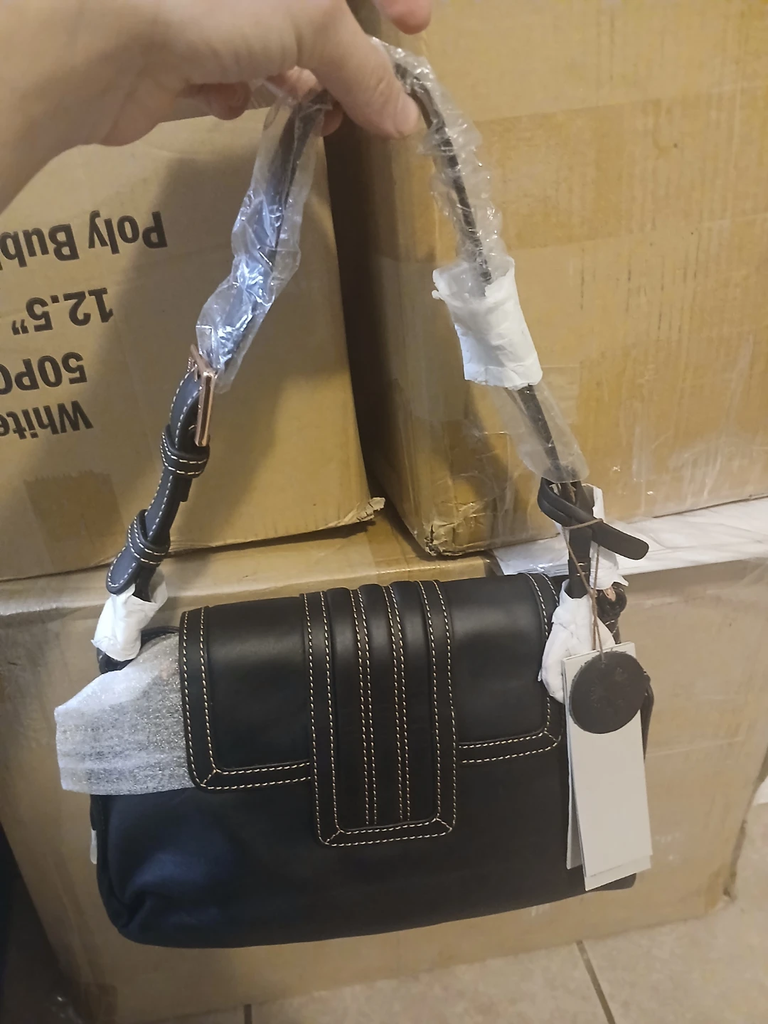 Paolo Federico Black Leather Shoulder Bag
