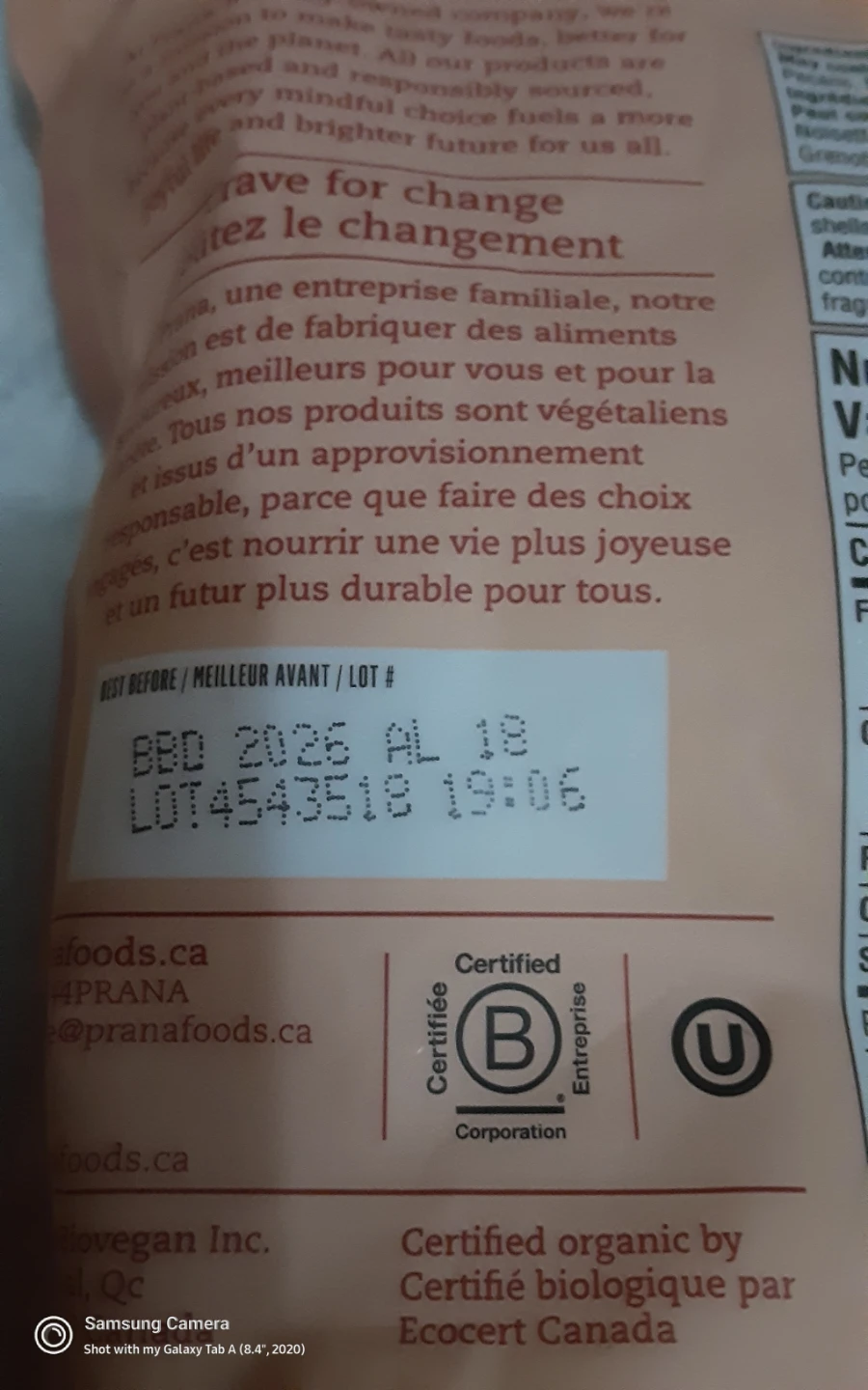 Prana Organic Non-Roasted Cashews, 250g - photo 2