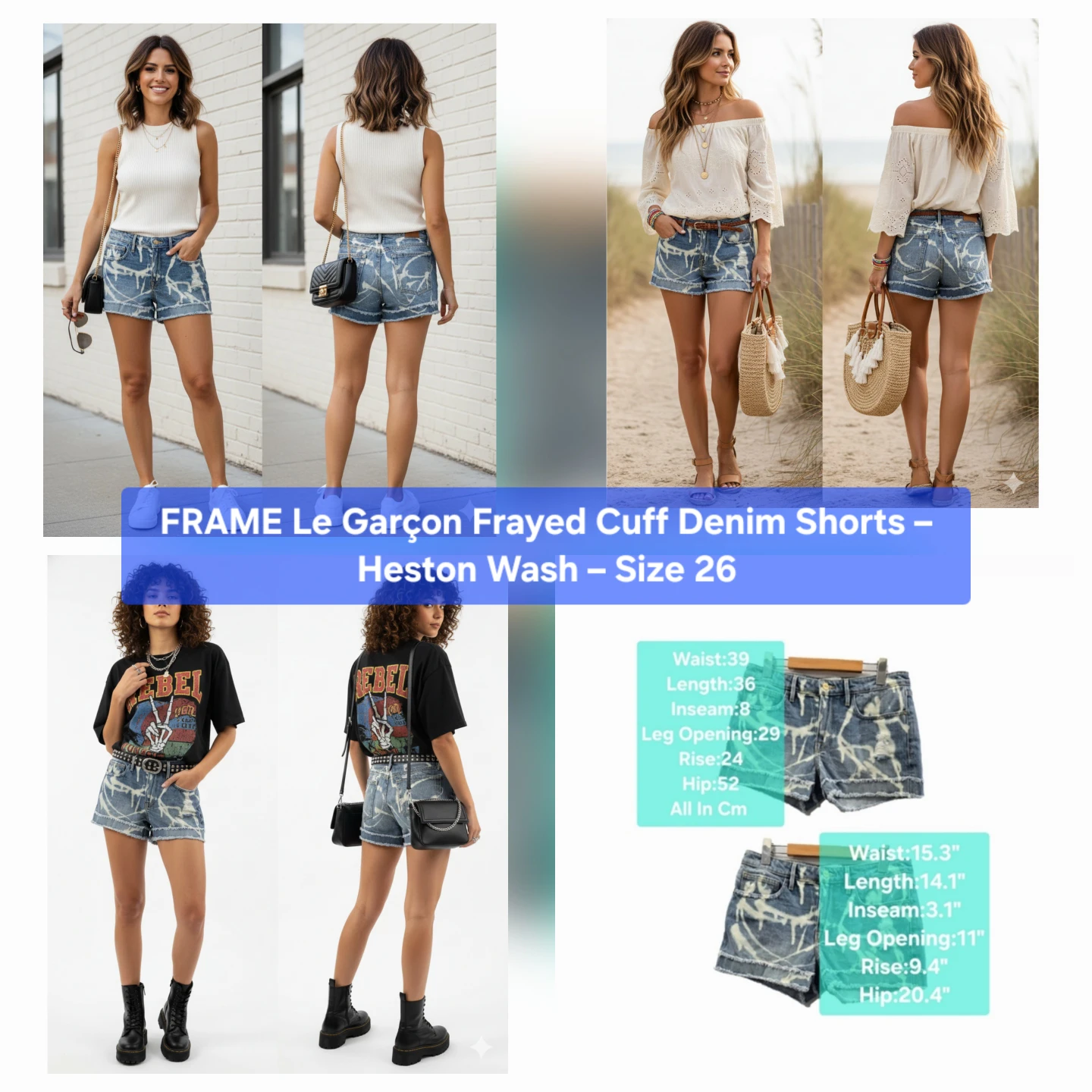 🏆 Frame Denim Le Garçon Frayed Cuff Denim Shorts Size 26