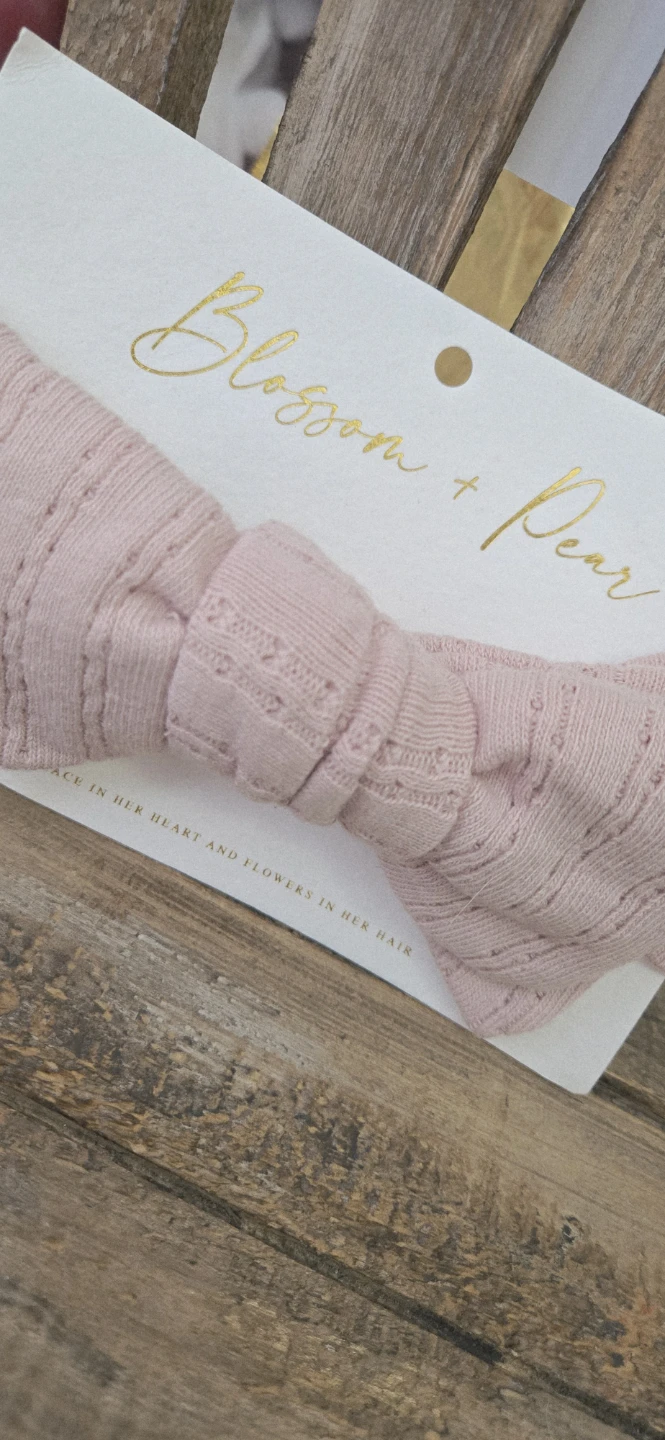 New! Blossom + Pear Pink Bow Headband for baby