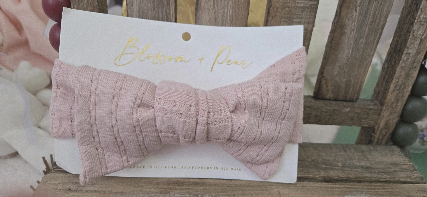 New! Blossom + Pear Pink Bow Headband for baby - photo 2
