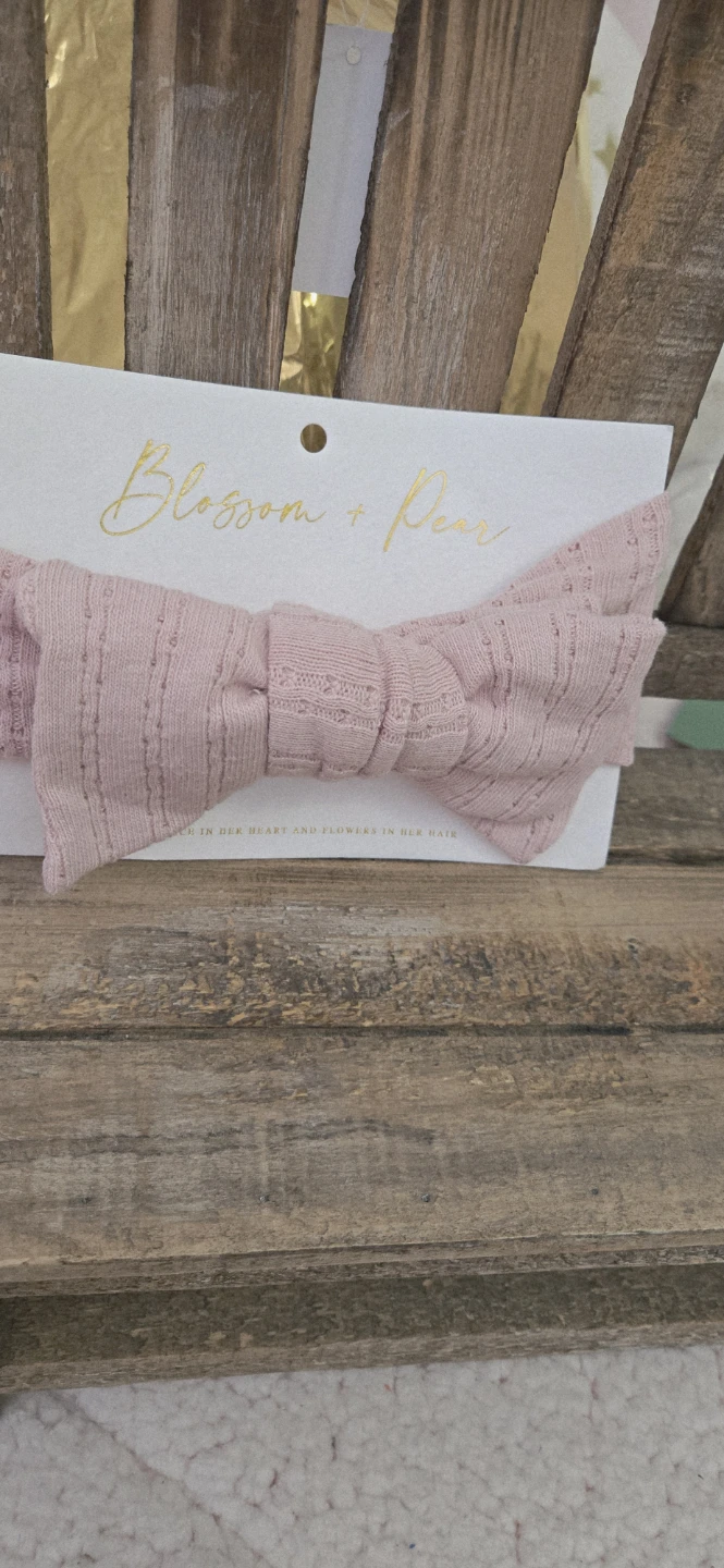 New! Blossom + Pear Pink Bow Headband for baby - photo 3