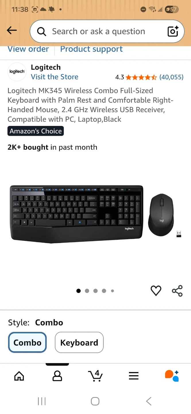 Logitech MK345 Wireless Keyboard and Mouse Combo