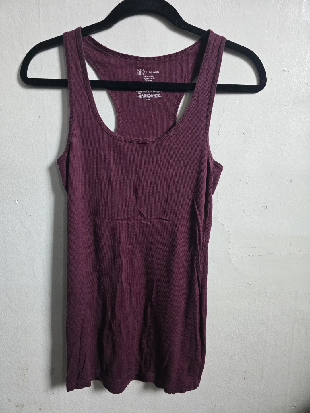No Boundaries Ribbed Racerback Tank Top Burgundy L/G - photo 4