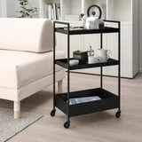Black 3-Tier Metal Utility Cart - photo 2
