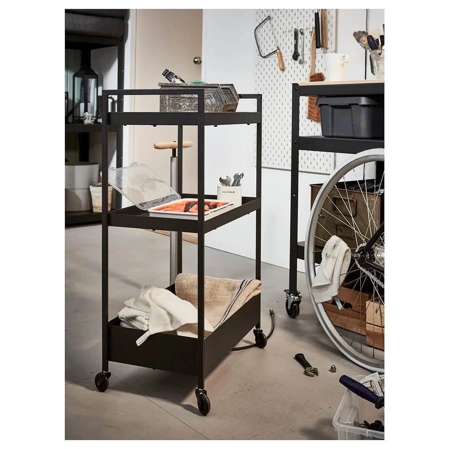 Black 3-Tier Metal Utility Cart - photo 4