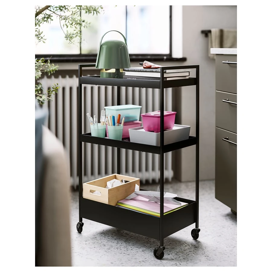 Black 3-Tier Metal Utility Cart - photo 5