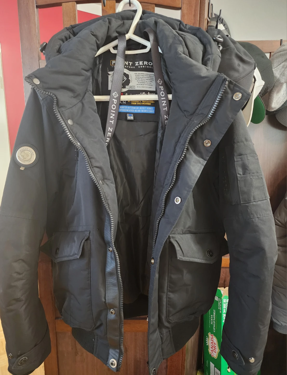 Mens Point Zero Black Winter Jacket - Size M