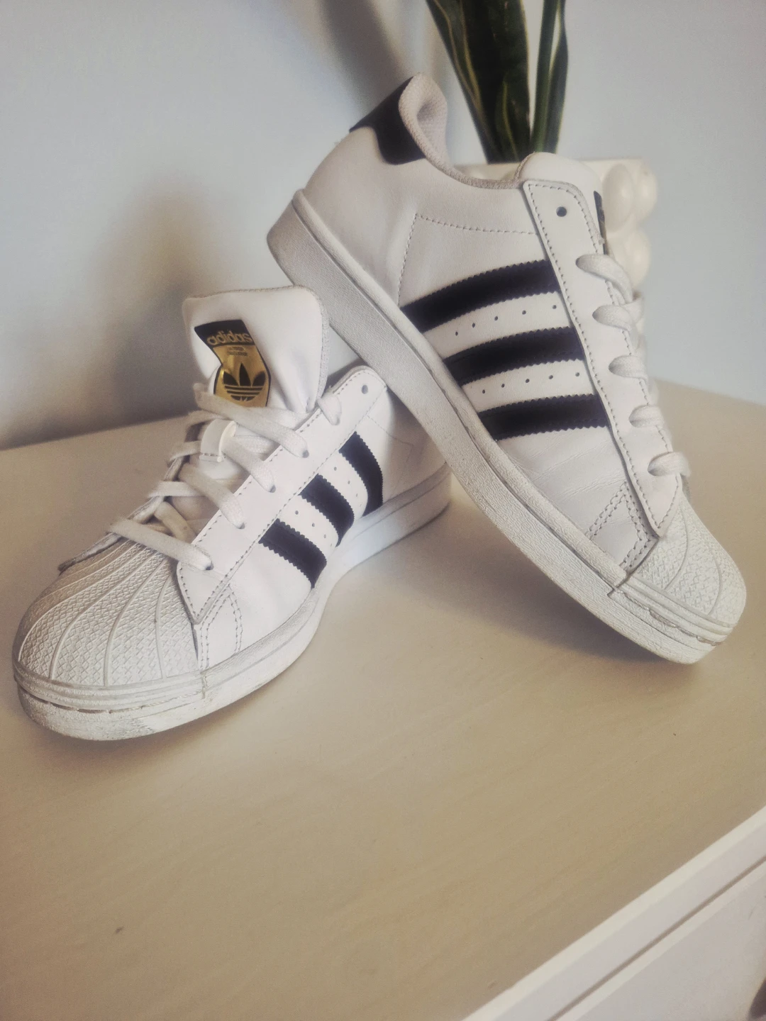 Womens Adidas Superstar White Black Stripes Sneakers