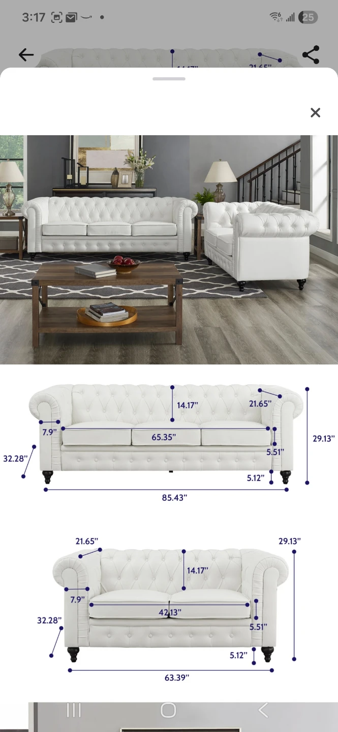 White Arlisa Chesterfield Tufted Button Sofa